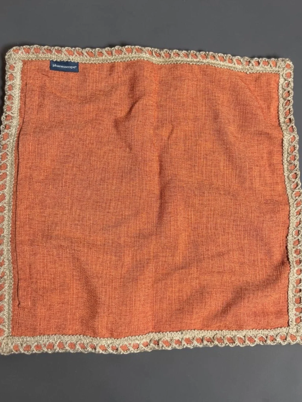 Phantoscope Orange Farmhouse Pillow Cover Linen Burlap Trim 18x18 NWOT